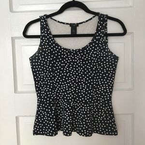 Polka Dot Navy and White Peplum top